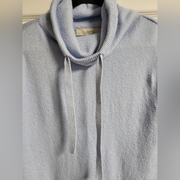 Loft - Light Blue, Cowl Neck,Drawstring, Front Pocket Sweater - Size S - Picture 2 of 5